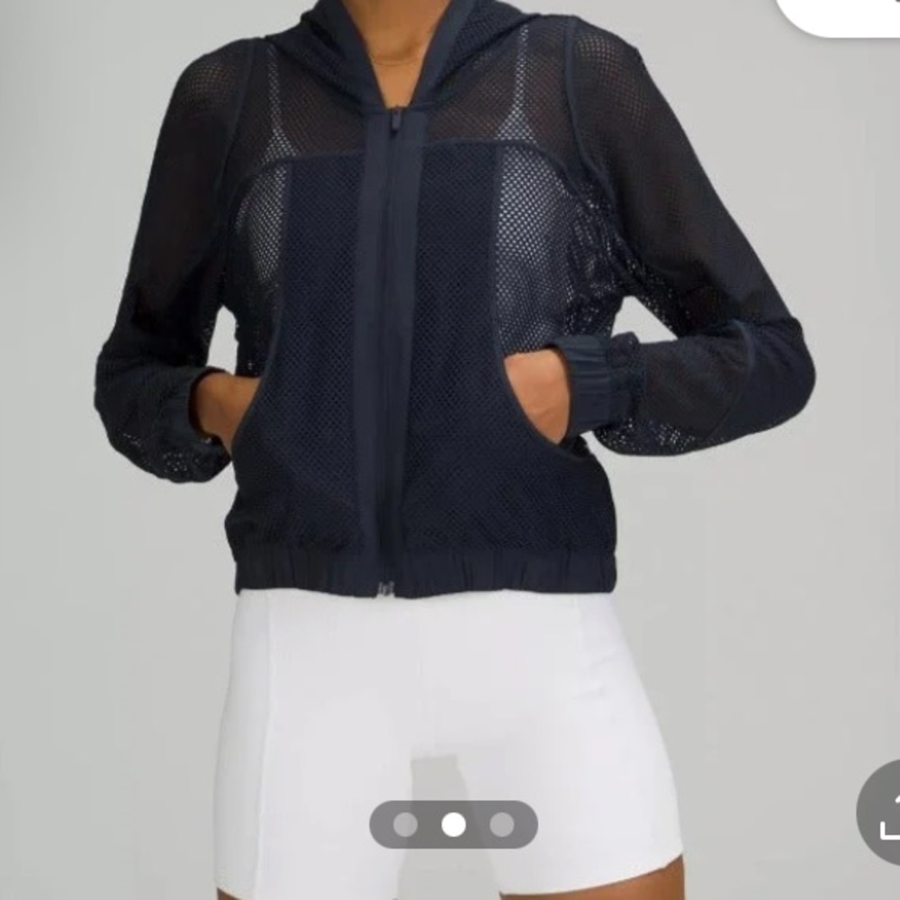 Lululemon relaxed fit mesh jacket in navy blue